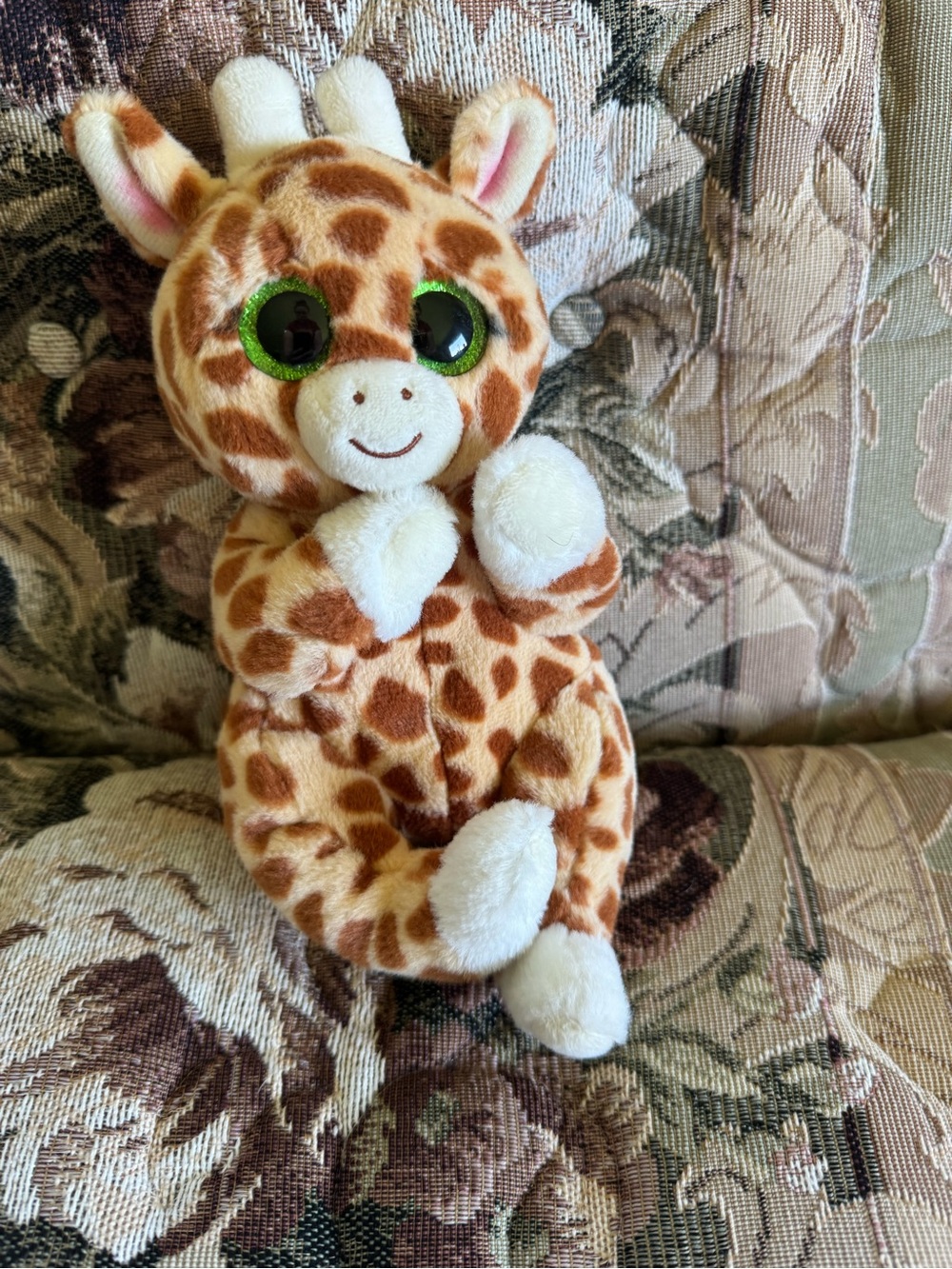 Ty Plush Giraffe with Green Glitter Eyes - Brown & White